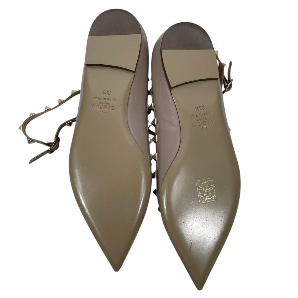 Valentino Garavani Rockstud Caged Patent Leather Flats Pink Size 38.5 - Picture 9 of 14